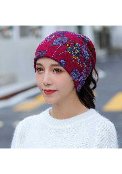 Anti-Soğuk Sıcak Yüz Değişim Boyun Atkı Kapağı Kafa Sonbahar ve Kış Yığılmış Kap Boyun Kapağı Çok Fonksiyonlu Örgü Erkek ve Kadın Bükülmüş Kap (Yurt Dışından)