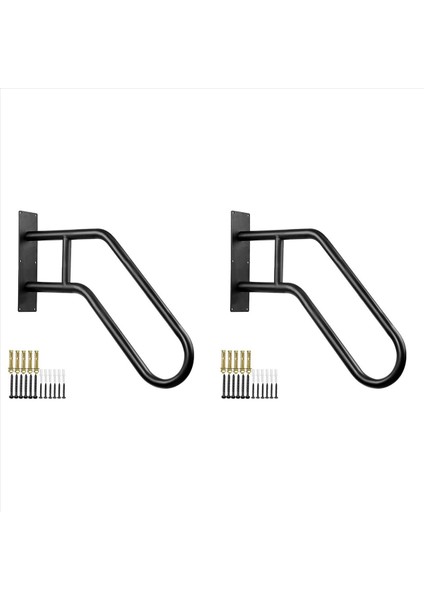 2x Güvenli Boru Merdiven Küpe Küpe Küpe Demir Duvar Monta Merdivenleri Için Demir Iç Mekan ve Açık Siyah (Yurt Dışından)