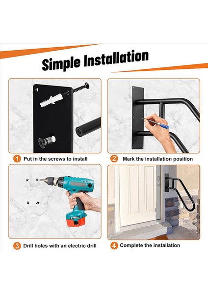 2x Güvenli Boru Merdiven Küpe Küpe Küpe Demir Duvar Monta Merdivenleri Için Demir Iç Mekan ve Açık Siyah (Yurt Dışından) fiyatları