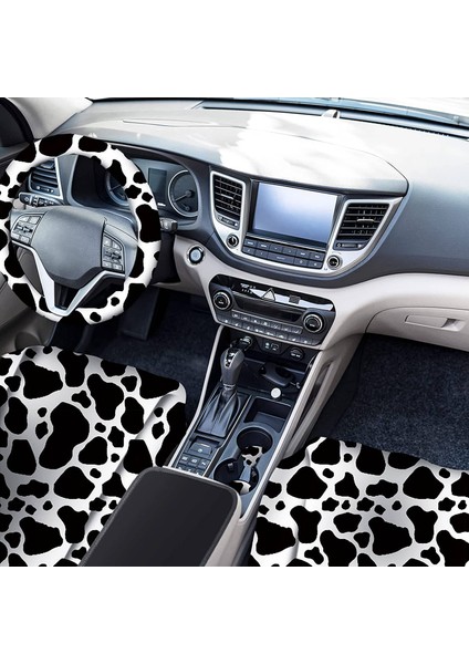 10PCS Inek Basılı Araba Koltuk Kapağı Kiti Araba Direksiyon Kapağı Emniyet Kemeri Pedleri Araba Zemin Paspasları Araba Bardak Altlıkları Kolçak Ped (Yurt Dışından) modelleri