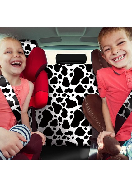 10PCS Inek Basılı Araba Koltuk Kapağı Kiti Araba Direksiyon Kapağı Emniyet Kemeri Pedleri Araba Zemin Paspasları Araba Bardak Altlıkları Kolçak Ped (Yurt Dışından) fırsatları