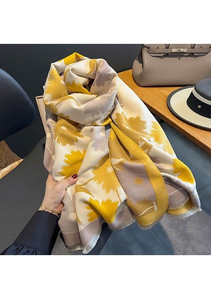 Yeni Sonbahar ve Kış Renk Engelleme Manolya Moda Eşarp Kadın Kış Yüz Mizaç Boyun Soğuk Şal (Yurt Dışından)