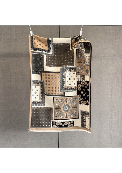 Yeni Sonbahar ve Kış Renk Engelleme Manolya Moda Eşarp Kadın Kış Yüz Mizaç Boyun Soğuk Şal (Yurt Dışından)