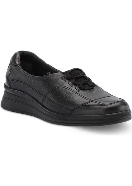 21306 Hefa Siyah Kadın Hakiki Deri Ayakkabı