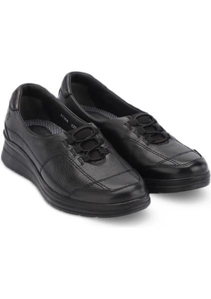 21306 Hefa Siyah Kadın Hakiki Deri Ayakkabı