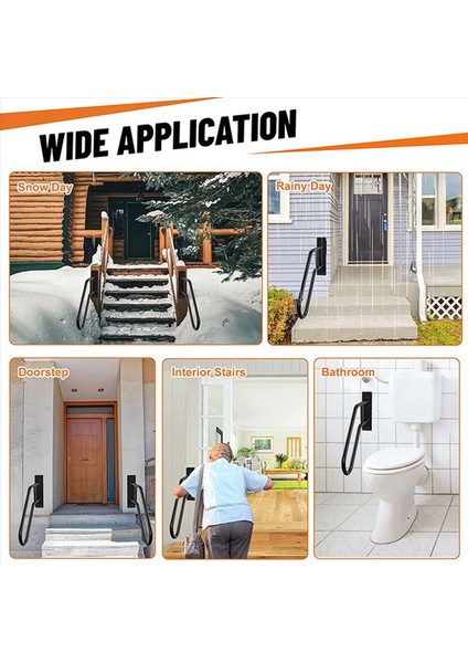 2x Güvenli Boru Merdiven Küpe Küpe Küpe Demir Duvar Monta Merdivenleri Için Demir Iç Mekan ve Açık Siyah (Yurt Dışından) indirimleri