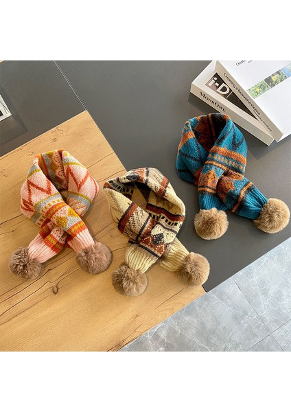 Sonbahar ve Kış Yeni Renkli Desen Çocuk Örme Yün Şapka Sıcak Çapraz Boyun Iki Parçalı Set (Yurt Dışından) modelleri