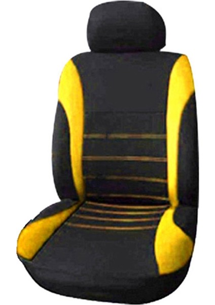 Ön Araba Koltuk Kapakları Ön Hava Yastığı Hazır Spor Kova Koltuk Kapağı 2 Parçalı Set Otomobiller Koltuk Kapakları (Siyah + Sarı) (Yurt Dışından)