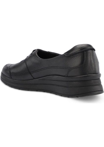 21306 Hefa Siyah Kadın Hakiki Deri Ayakkabı