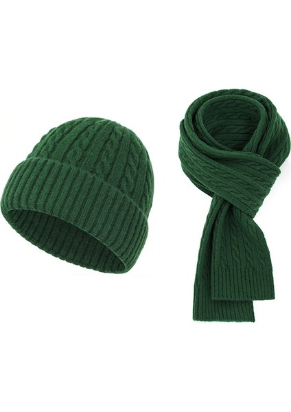 Sonbahar ve Kış Modası Sıcak Kaşmir Atkı Şapka Seti Kadın Örme Yün Şapka Atkı Iki Parçalı Erkek (Yurt Dışından)