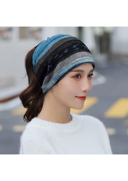 Anti-Soğuk Sıcak Yüz Değişim Boyun Atkı Kapağı Kafa Sonbahar ve Kış Yığılmış Kap Boyun Kapağı Çok Fonksiyonlu Örgü Erkek ve Kadın Bükülmüş Kap (Yurt Dışından)