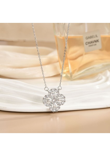 Yeni Titanyum Çelik Kolye Kadın Mizaç Mikro-Set Zirkonya Kişilik Kıdemli Köprücük Kemiği Duygusu Zincir Takı (Yurt Dışından)