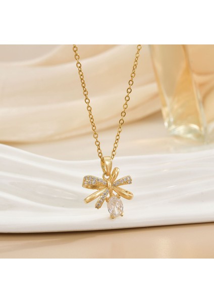 Yeni Kıdemli Işık Duygusu Lüks Mikro Set Zirkonya Bakır 18 Ayar Altın Kaplama Kolye Kolye Köprücük Kemiği Zinciri Takı ile Kadın Moda (Yurt Dışından)