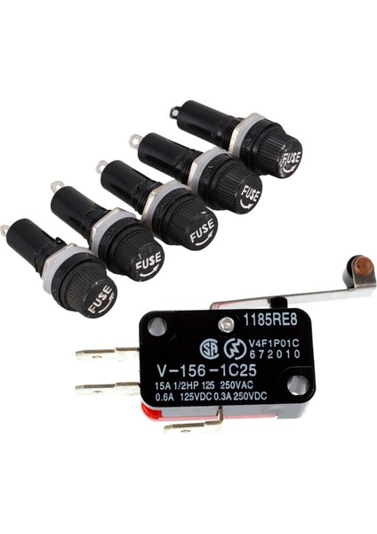 1 Pcs Mini Limit Anahtarı Uzun Menteşe ve 5 Pc 125V 15A 6 x 30MM Panel Montaj Sigorta Tutucu (Yurt Dışından)