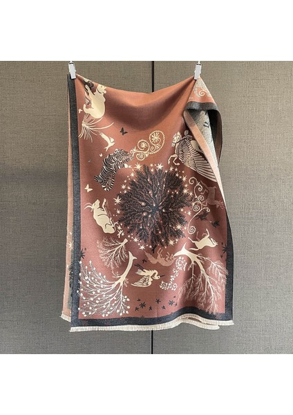 Yeni Sonbahar ve Kış Renk Engelleme Manolya Moda Eşarp Kadın Kış Yüz Mizaç Boyun Soğuk Şal (Yurt Dışından)