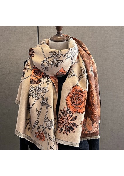 Yeni Sonbahar ve Kış Renk Engelleme Manolya Moda Eşarp Kadın Kış Yüz Mizaç Boyun Soğuk Şal (Yurt Dışından)