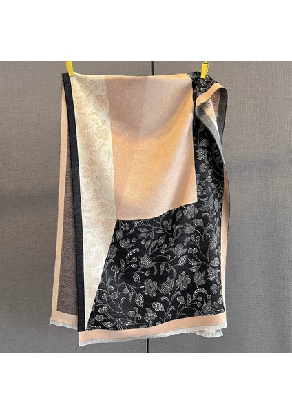 Yeni Sonbahar ve Kış Renk Engelleme Manolya Moda Eşarp Kadın Kış Yüz Mizaç Boyun Soğuk Şal (Yurt Dışından)