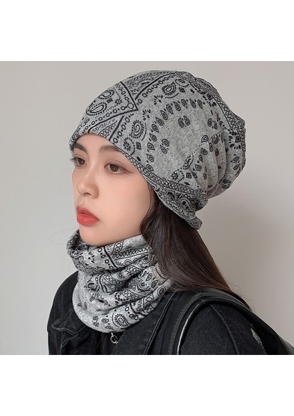 Anti-Soğuk Sıcak Yüz Değişim Boyun Atkı Kapağı Kafa Sonbahar ve Kış Yığılmış Kap Boyun Kapağı Çok Fonksiyonlu Örgü Erkek ve Kadın Bükülmüş Kap (Yurt Dışından)