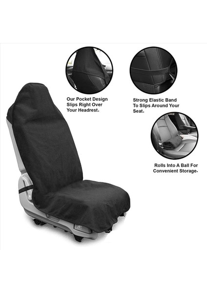 4x Makine Yıkanabilir Havlu Koltuk Kapağı Kayma Önleyici Su Geçirmez Ter Karşı Süper Emme Araba Kamyon Suv Koltuk Örtüsü (Yurt Dışından)