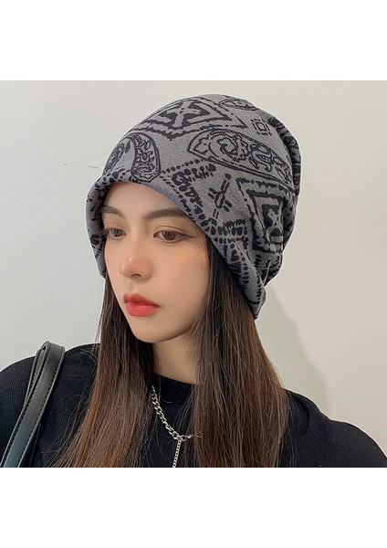 Anti-Soğuk Sıcak Yüz Değişim Boyun Atkı Kapağı Kafa Sonbahar ve Kış Yığılmış Kap Boyun Kapağı Çok Fonksiyonlu Örgü Erkek ve Kadın Bükülmüş Kap (Yurt Dışından)