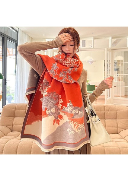 Yeni Sonbahar ve Kış Renk Engelleme Manolya Moda Eşarp Kadın Kış Yüz Mizaç Boyun Soğuk Şal (Yurt Dışından)