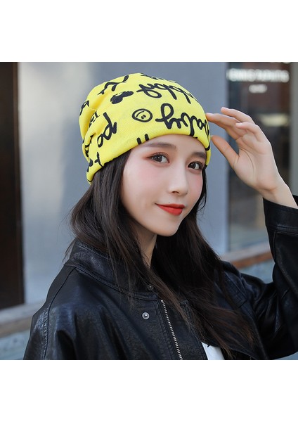 Anti-Soğuk Sıcak Yüz Değişim Boyun Atkı Kapağı Kafa Sonbahar ve Kış Yığılmış Kap Boyun Kapağı Çok Fonksiyonlu Örgü Erkek ve Kadın Bükülmüş Kap (Yurt Dışından)