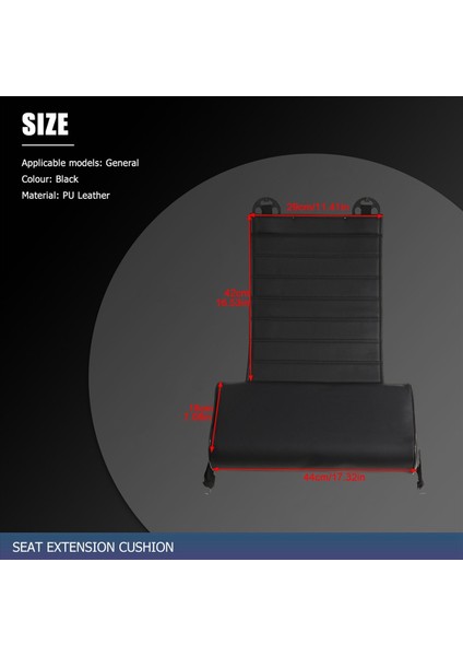 Evrensel Araba Koltuğu Deri Deri Bacak Pad Destek Uzatma Mat Yumuşak Ayak Desteği Bacak Deri Deri Diz Yedi Bellek Siyah (Yurt Dışından)