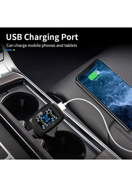 Tpms Araç Şarj Cihazı Tpms Sensör Lastik Basınç Izleme Sistemi Otomatik Lastik Hava Basınç Güvenlik Alarmı 4 Sensörler Harici (Yurt Dışından) fiyatları