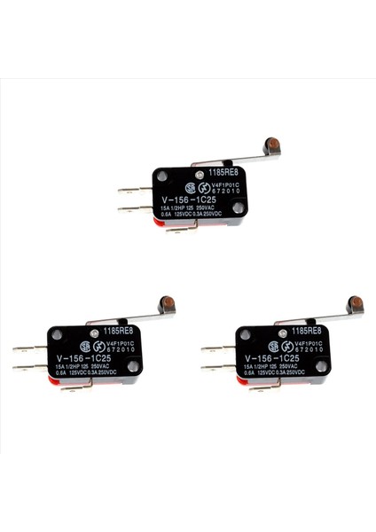 3x Mini Sınırlı Anahtar Uzun Menteşe Menfesi Kol Kolu Spdt Snap Action Lot - Kırmızı ve Siyah (Yurt Dışından)