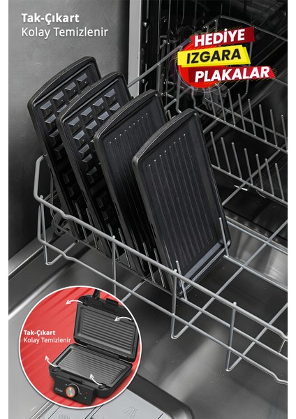 KSM-2432 Çıkarılabilir Plakalı Waffle Makinesi - Tost Plakası Hediye - indirimleri