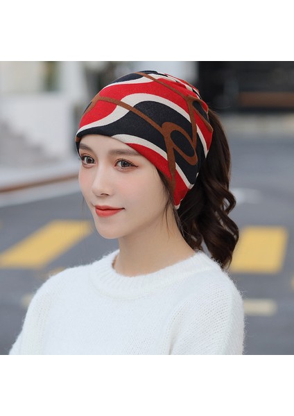 Anti-Soğuk Sıcak Yüz Değişim Boyun Atkı Kapağı Kafa Sonbahar ve Kış Yığılmış Kap Boyun Kapağı Çok Fonksiyonlu Örgü Erkek ve Kadın Bükülmüş Kap (Yurt Dışından)