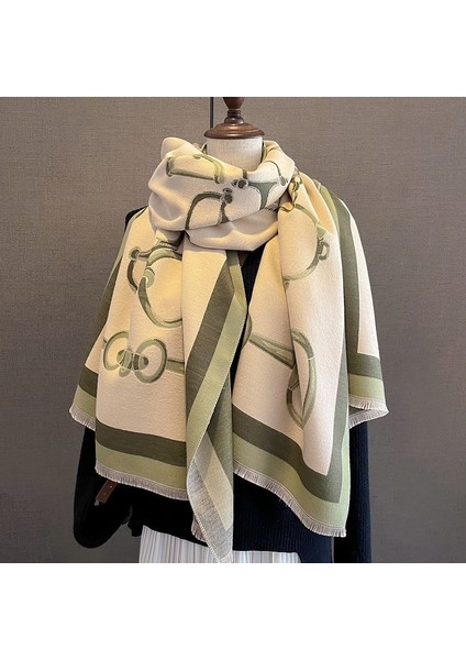 Yeni Sonbahar ve Kış Renk Engelleme Manolya Moda Eşarp Kadın Kış Yüz Mizaç Boyun Soğuk Şal (Yurt Dışından)