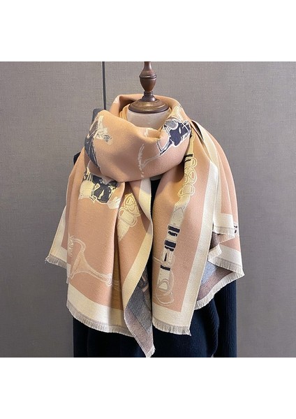 Yeni Sonbahar ve Kış Renk Engelleme Manolya Moda Eşarp Kadın Kış Yüz Mizaç Boyun Soğuk Şal (Yurt Dışından)
