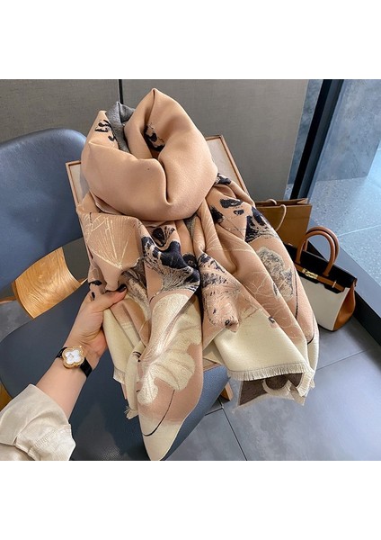 Yeni Sonbahar ve Kış Renk Engelleme Manolya Moda Eşarp Kadın Kış Yüz Mizaç Boyun Soğuk Şal (Yurt Dışından)