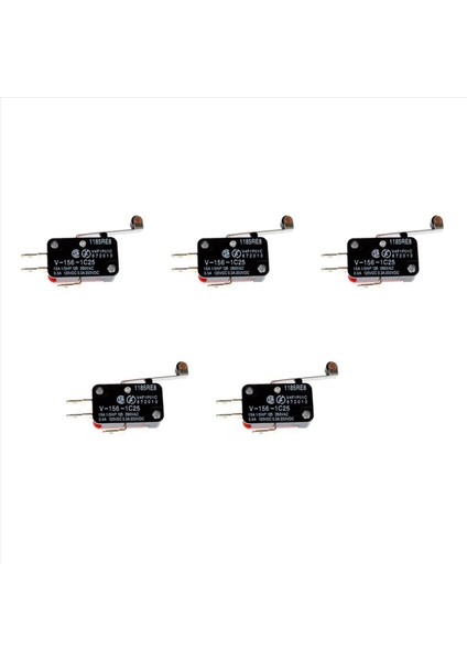 5x Mini Limit Anahtarı Uzun Menteşe Silindir Kol Kolu Spdt Snap Action Lot - Kırmızı ve Siyah (Yurt Dışından)