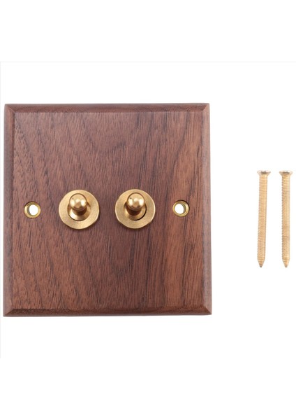 Retro Amerikan Endüstriyel Stil Işık Anahtarı Soketi Masif Ahşap Pirinç Geçiş Anahtarı Plakası Antik Evde Kalma Anahtarı (2) (Yurt Dışından)