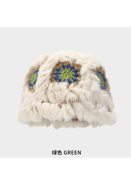 Tavşan Saç U Aslan Şapka Kadın Sonbahar ve Kış Sevimli Sıcak Peluş Balıkçı Şapka Yüzünü Göstermek Küçük Kova Şapka Kürklü Havza Şapka (Yurt Dışından)