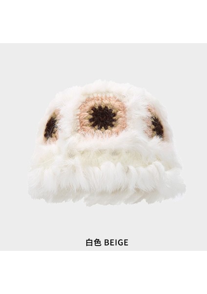 Tavşan Saç U Aslan Şapka Kadın Sonbahar ve Kış Sevimli Sıcak Peluş Balıkçı Şapka Yüzünü Göstermek Küçük Kova Şapka Kürklü Havza Şapka (Yurt Dışından)