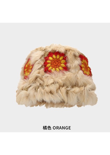 Tavşan Saç U Aslan Şapka Kadın Sonbahar ve Kış Sevimli Sıcak Peluş Balıkçı Şapka Yüzünü Göstermek Küçük Kova Şapka Kürklü Havza Şapka (Yurt Dışından)