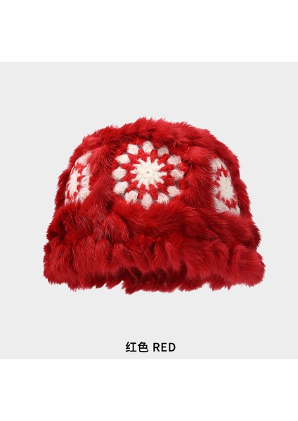 Tavşan Saç U Aslan Şapka Kadın Sonbahar ve Kış Sevimli Sıcak Peluş Balıkçı Şapka Yüzünü Göstermek Küçük Kova Şapka Kürklü Havza Şapka (Yurt Dışından)