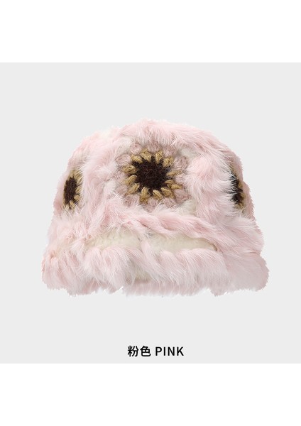 Tavşan Saç U Aslan Şapka Kadın Sonbahar ve Kış Sevimli Sıcak Peluş Balıkçı Şapka Yüzünü Göstermek Küçük Kova Şapka Kürklü Havza Şapka (Yurt Dışından)