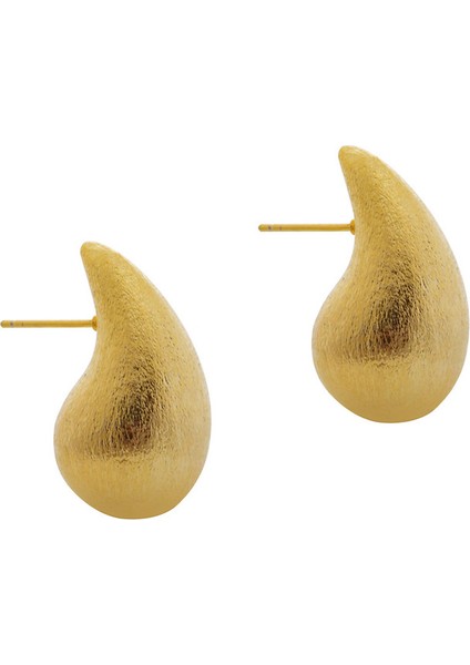 ADORE-R0517 Altın Tonlarında Buzlu Damarlı Damla Küpe (Yurt Dışından)