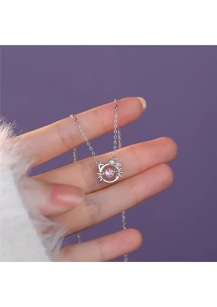 R3533 Gümüş Kedi Zirkon Kolye (Yurt Dışından) fiyatları