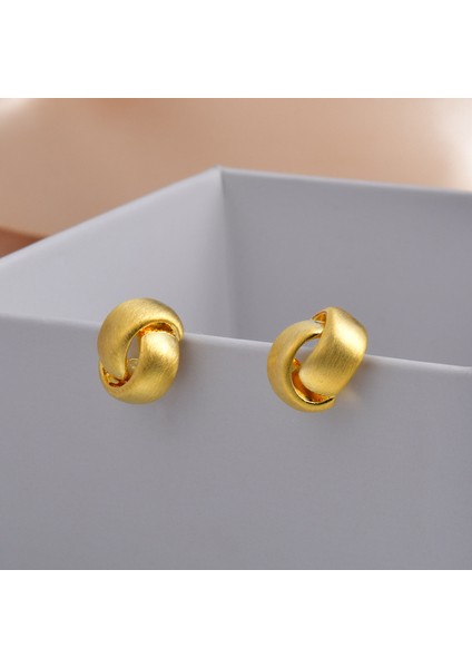 ADORE-R0176 Altın Fırçalanmış Örgülü Küçük Küpe (Yurt Dışından) fiyatları