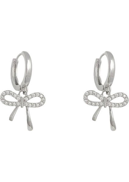 ADORE-A-1022 Gümüş Zirkonyum Yaylı Kadın Küpeleri (Yurt Dışından)