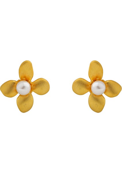 ADORE-R0342 Kadınlar Için Altın Inci Çiçek Küpe (Yurt Dışından)
