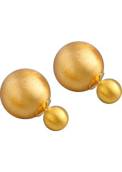 ADORE-R0062 Altın Fırçalanmış Top Küpe (Yurt Dışından)