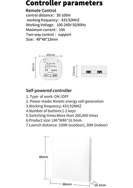 Kablosuz Uzaktan Kumandalı Pil Yok RF433MHZ Kendi Kendine Çalışan Su Geçirmez Işık Anahtarı 85V-240V 2X2GANG 2receıver (Yurt Dışından) modelleri