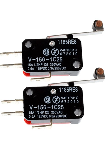 2x Mini Sınırlı Anahtar Uzun Menteşe Kol Kolu Spdt Snap Action Lot - Kırmızı ve Siyah (Yurt Dışından)