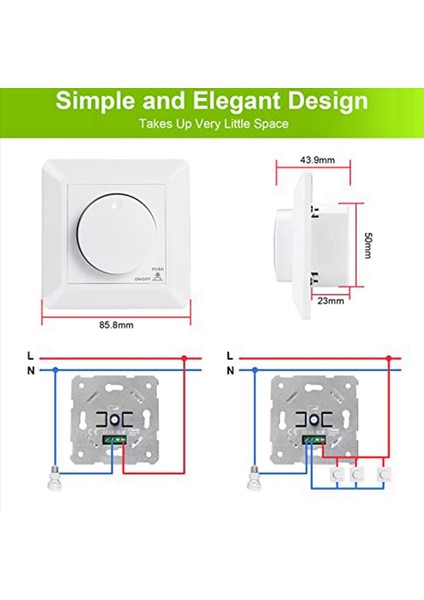 2x LED Dimmer Anahtarı Dimmable LED ve Halojen Için Yıkama Monte Dimmer 5-300 W Dimmer Switch LED Faz Kontrol Dimmer (Yurt Dışından) fırsatları